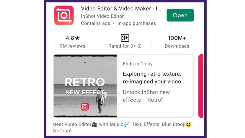 Inshot video creation tool for Instagram